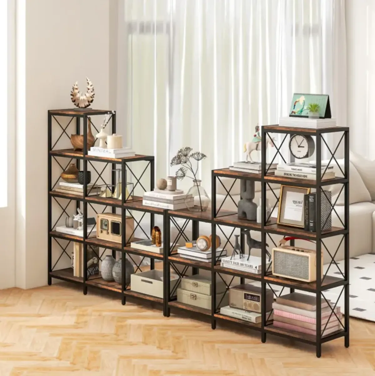 Hivvago 9 Cubes Bookcase with Carbon Steel Frame for Home Office