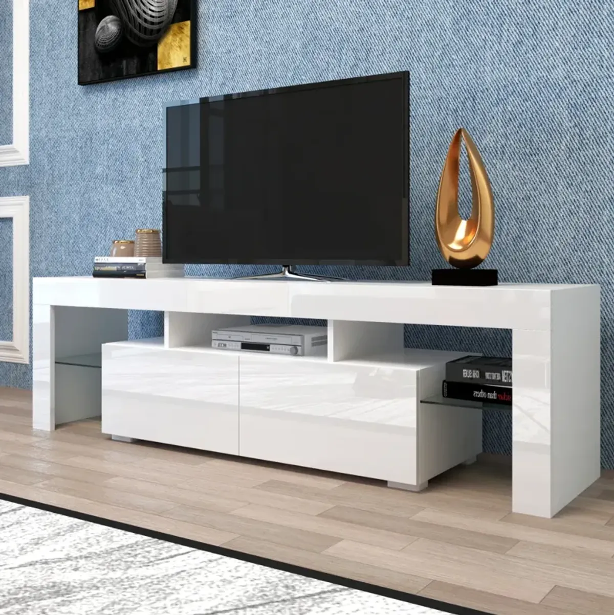 Modern TV Stand, 20S LED TV Stand with Remote Control Lights