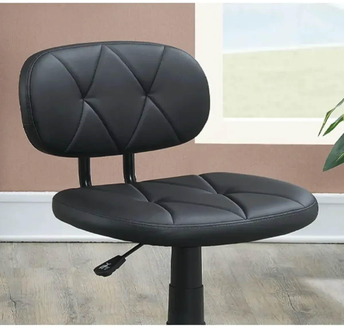 Modern 1 Piece Office Chair Black Tufted Design Upholstered Chairs With Wheels