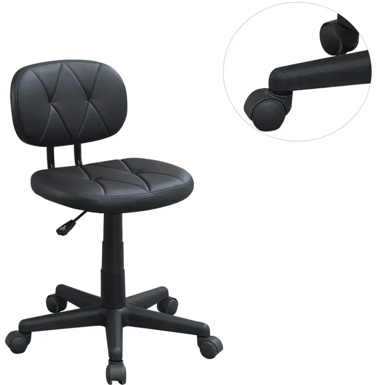 Modern 1 Piece Office Chair Black Tufted Design Upholstered Chairs With Wheels