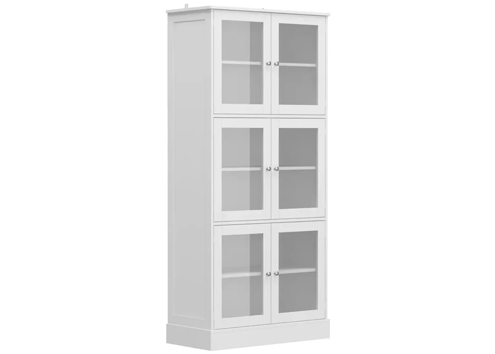 FUFU&GAGA Modern White Bookcase with Double Doors - 67.9" H x 31.5" W  x 15" D , 5 Shelves,White