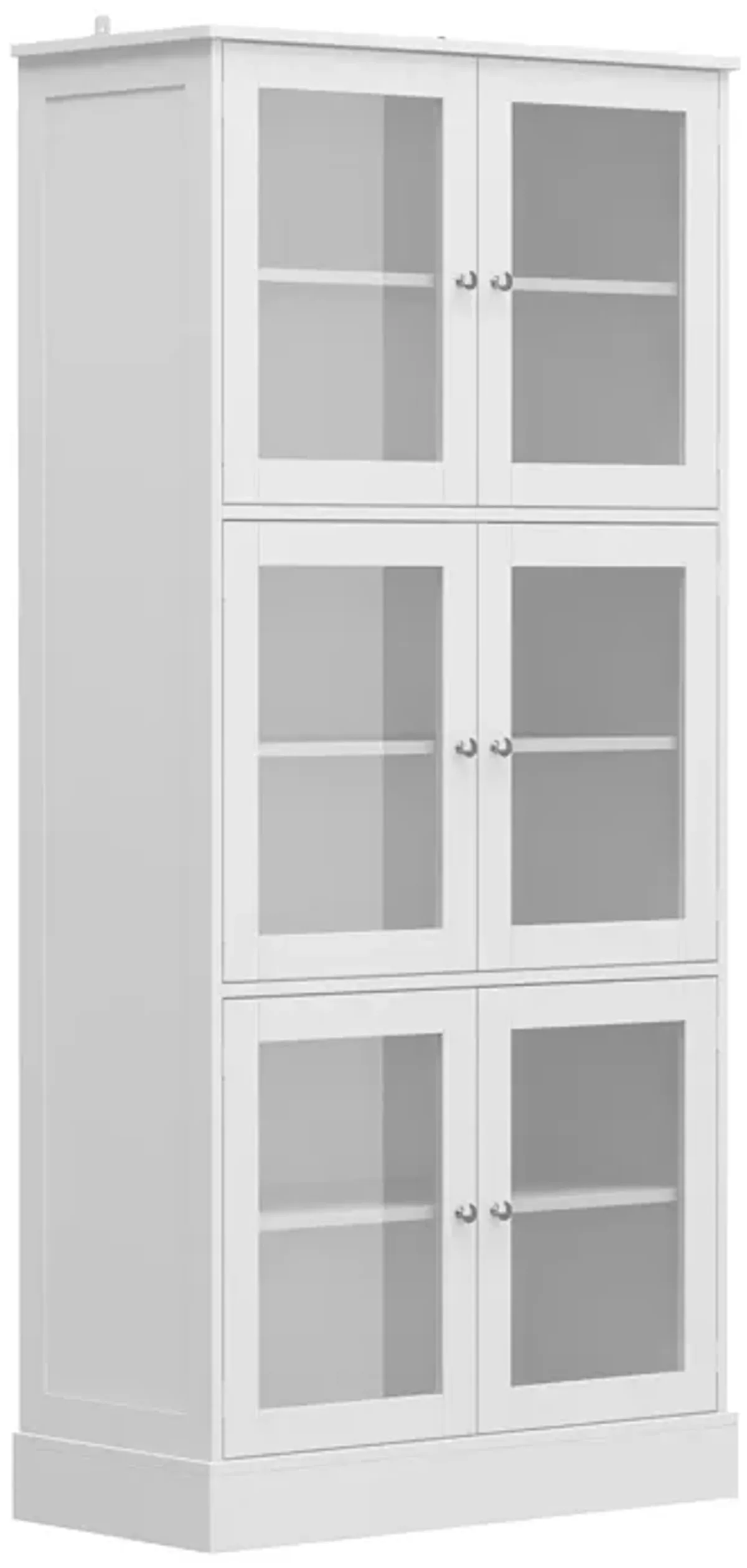 FUFU&GAGA Modern White Bookcase with Double Doors - 67.9" H x 31.5" W  x 15" D , 5 Shelves,White