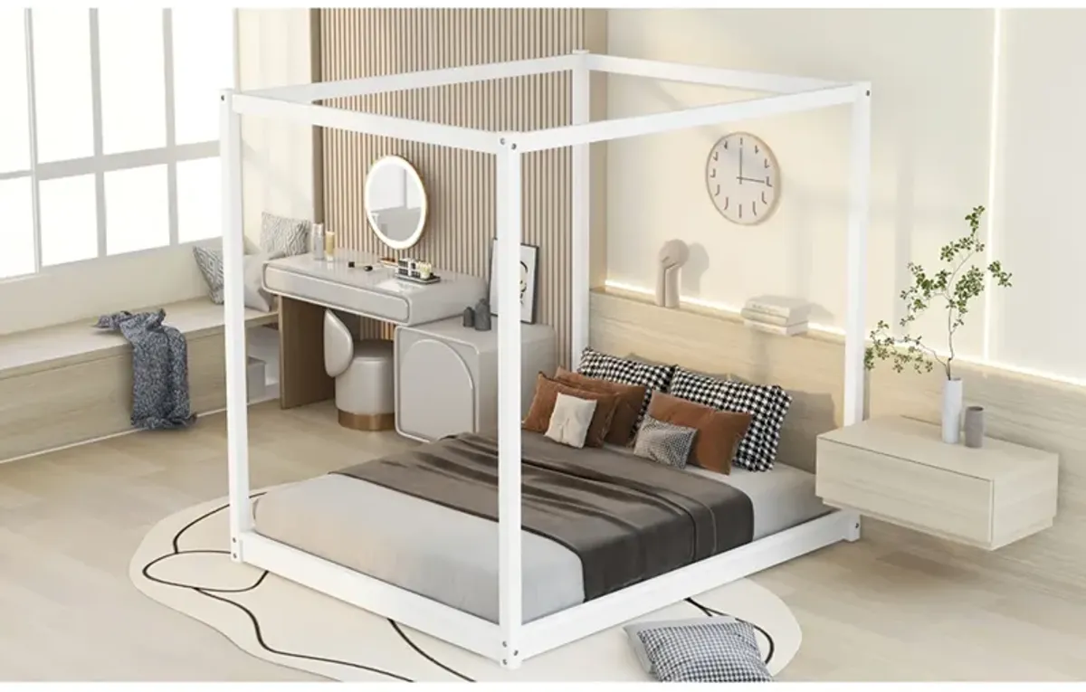 Queen Size Canopy Platform Bed with Support Legs