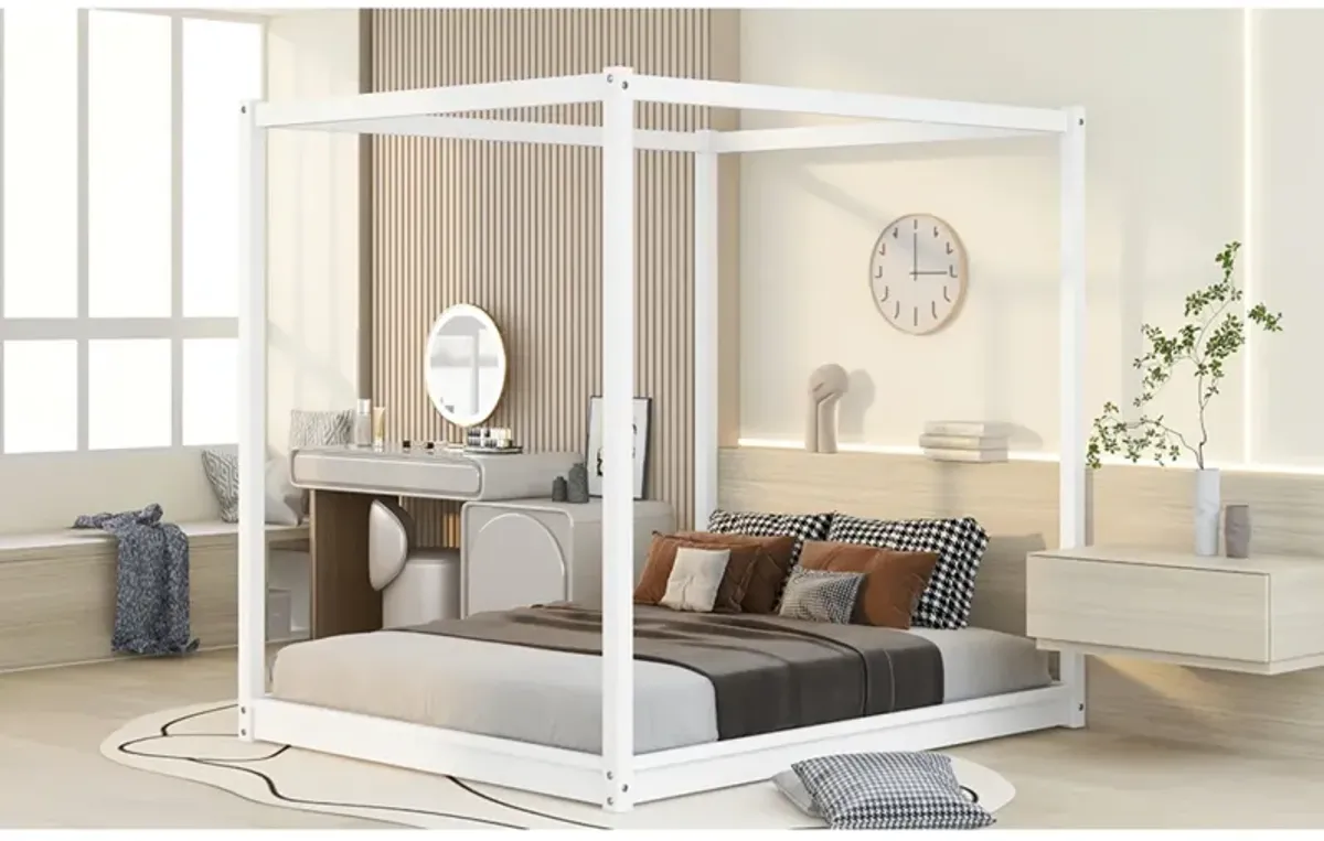 Queen Size Canopy Platform Bed with Support Legs