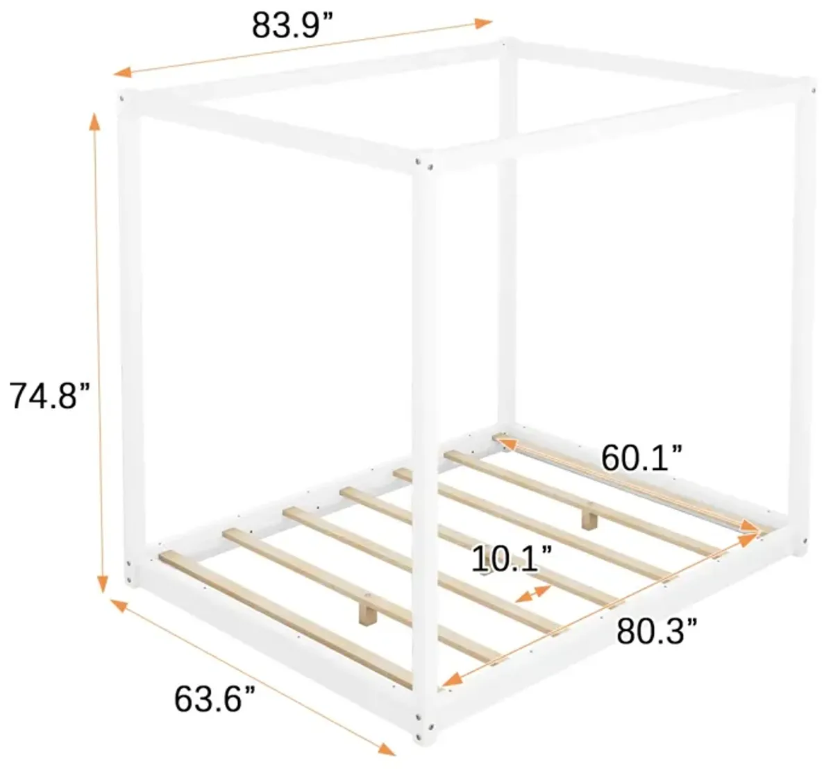 Queen Size Canopy Platform Bed with Support Legs