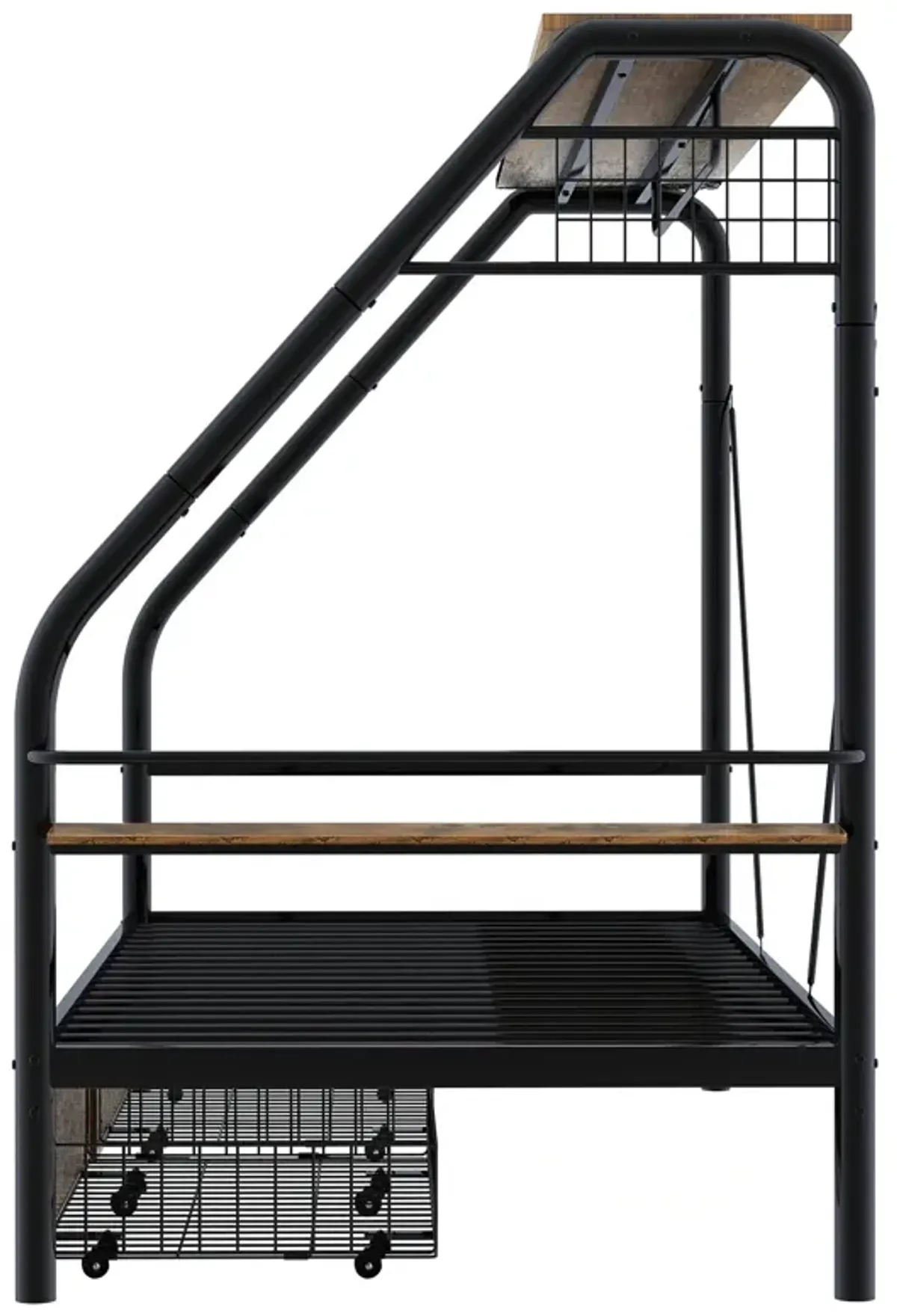 Merax Metal Frame Loft Bed with Clothes Rack