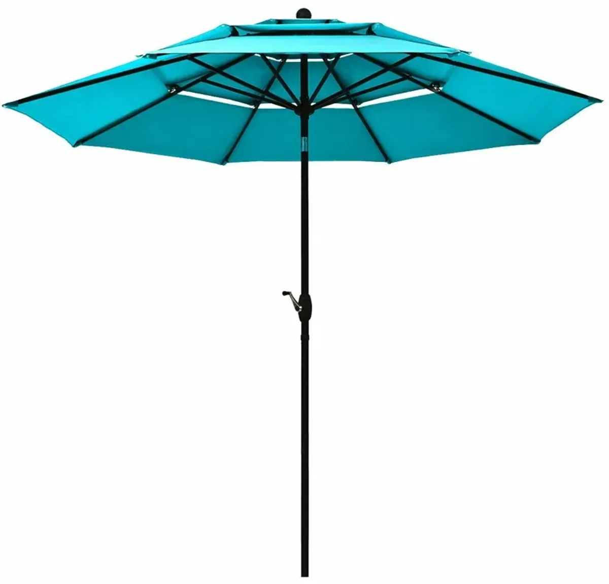 10ft 3 Tier Patio Umbrella Aluminum Sunshade Shelter Double Vented without Base