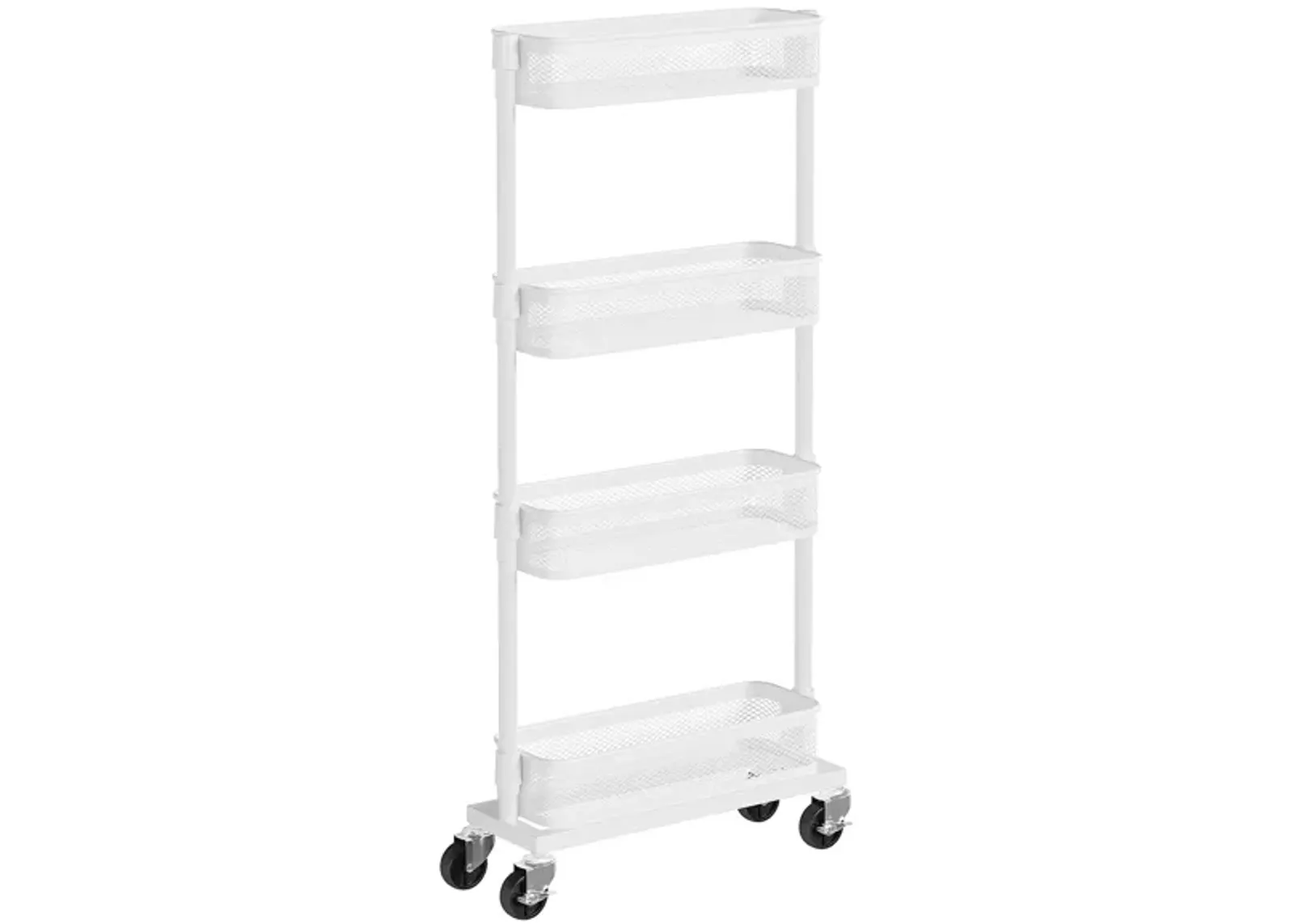 4-Tier Slim Storage Cart - Slide-Out Trolley for Small Spaces, Bathroom, and Kitchen