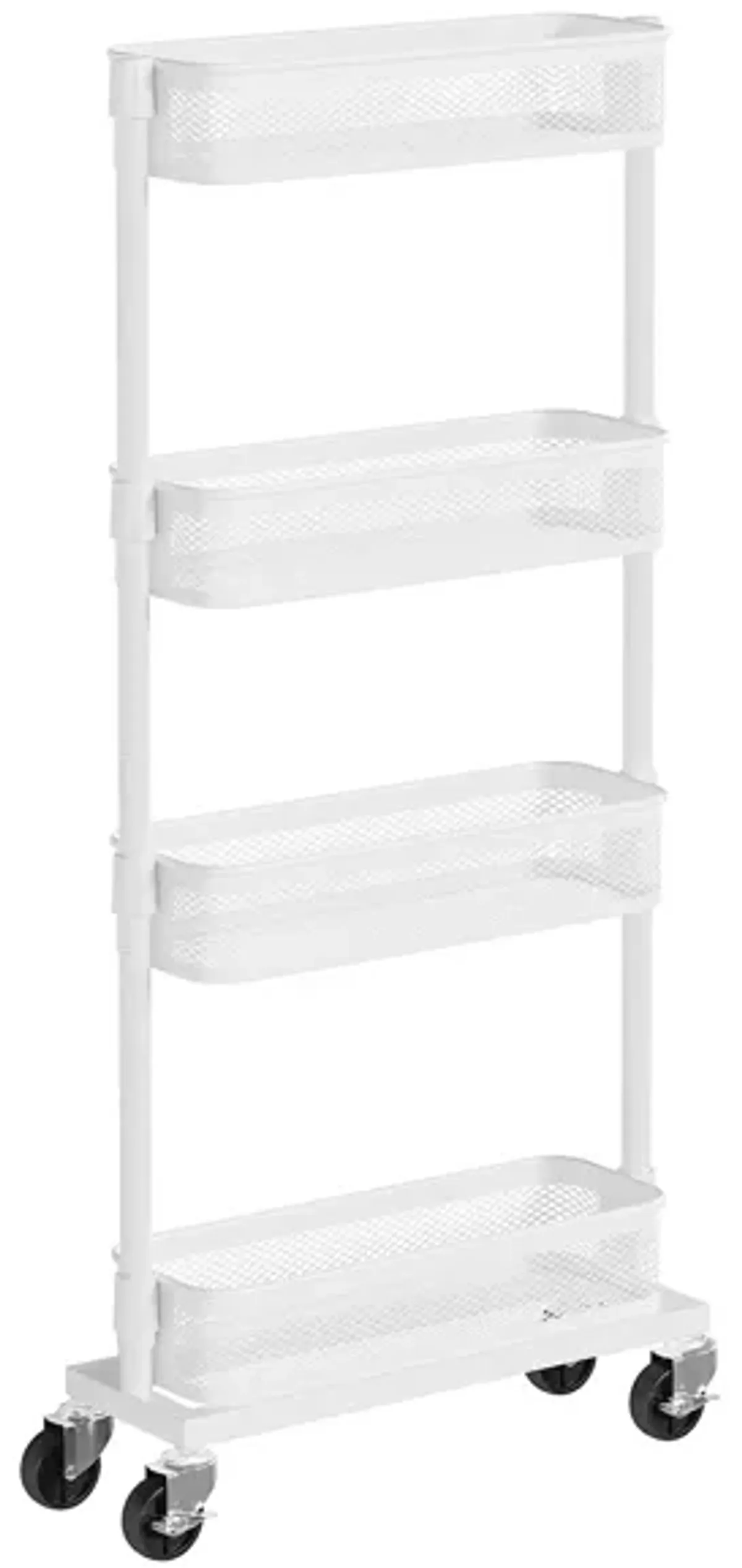 4-Tier Slim Storage Cart - Slide-Out Trolley for Small Spaces, Bathroom, and Kitchen