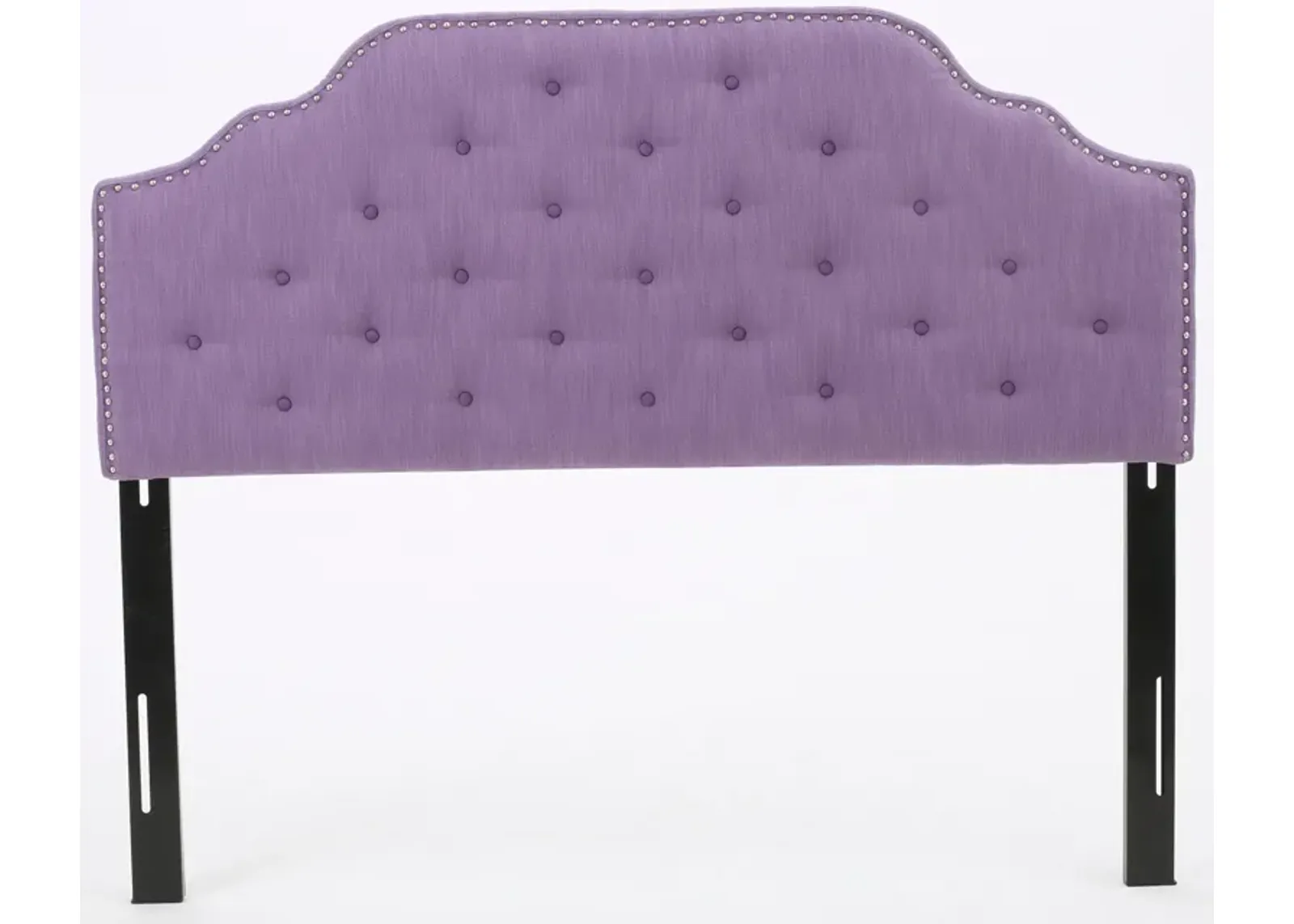 Contemporary Button-Tufted Upholstered Headboard with Nailhead Accents