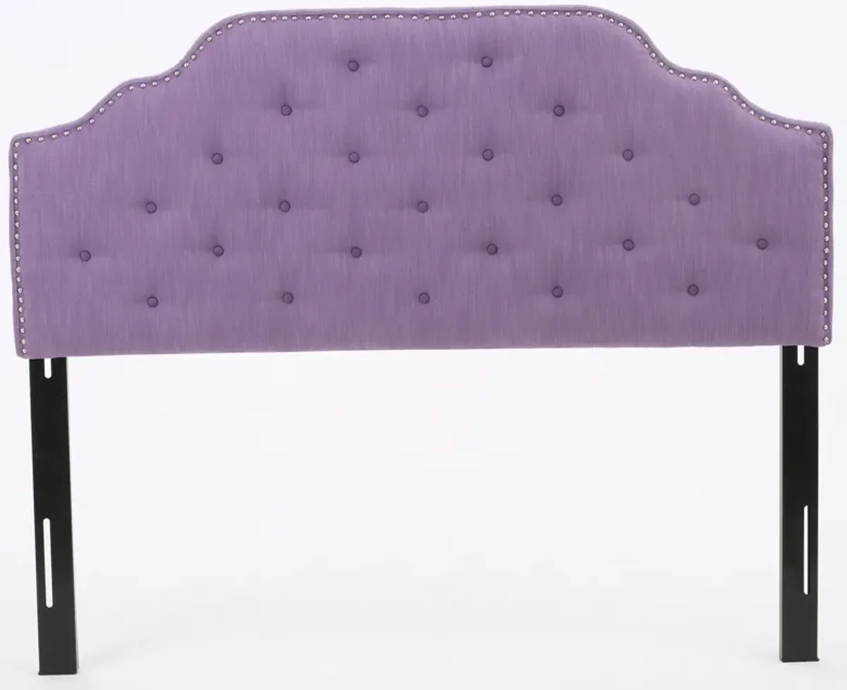 Contemporary Button-Tufted Upholstered Headboard with Nailhead Accents