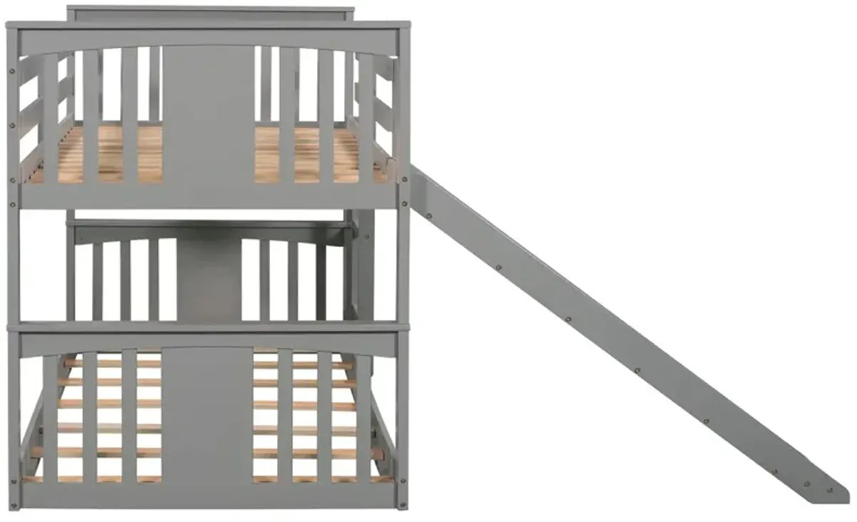 Twin Over Twin Bunk Bed With Slide And Ladder