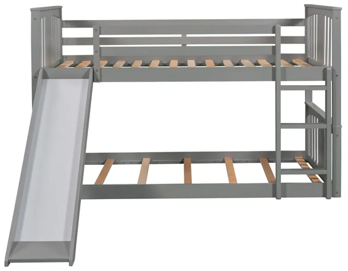 Twin Over Twin Bunk Bed With Slide And Ladder