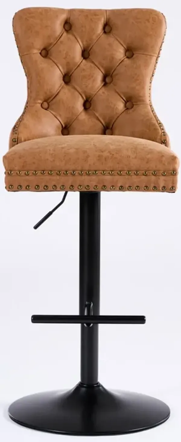 Streamdale Retro & Adjustable PU Swivel Barstools (Orange, 2-Pack)