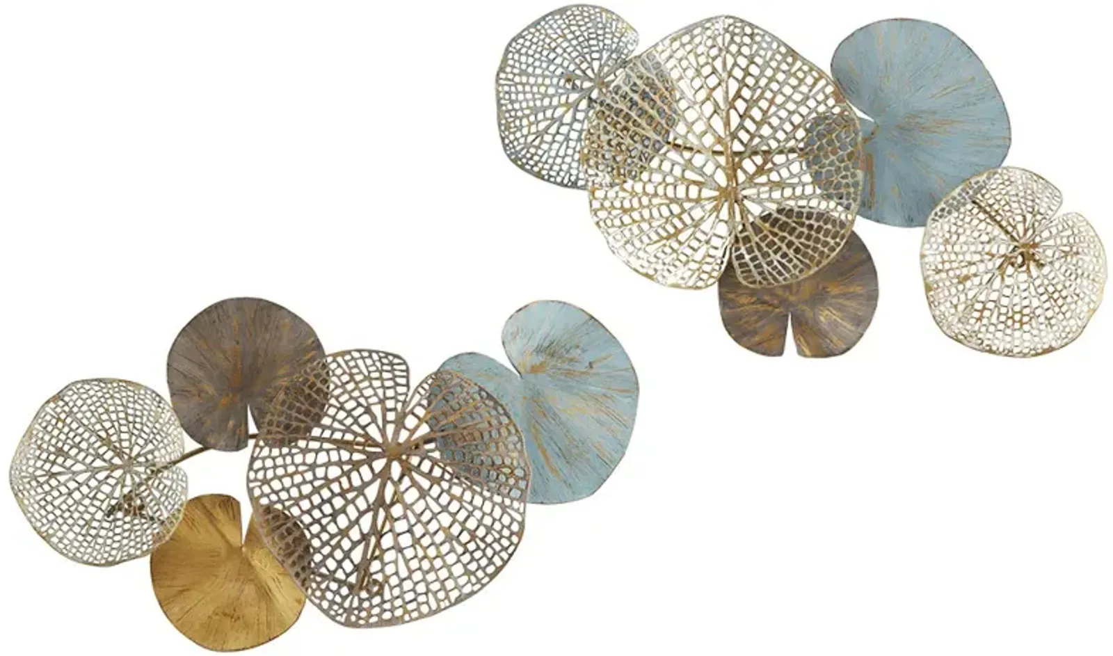 Gracie Mills Snyder Whimsical Lily Pad Leaves 2-Piece Metal Wall Art Set