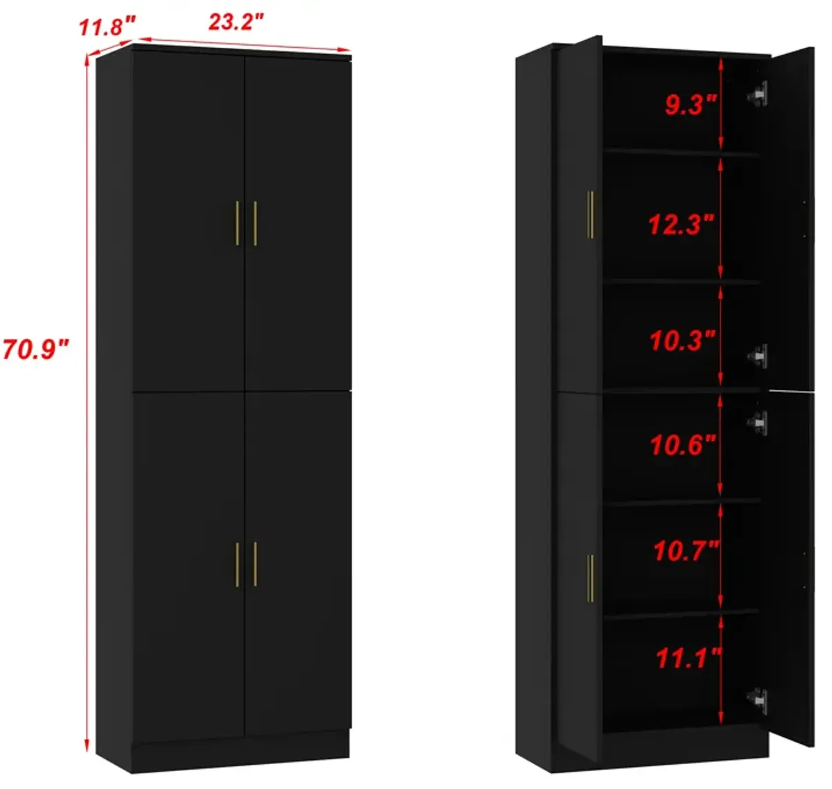 Multifunctional 4-Door Cabinet With White Finish