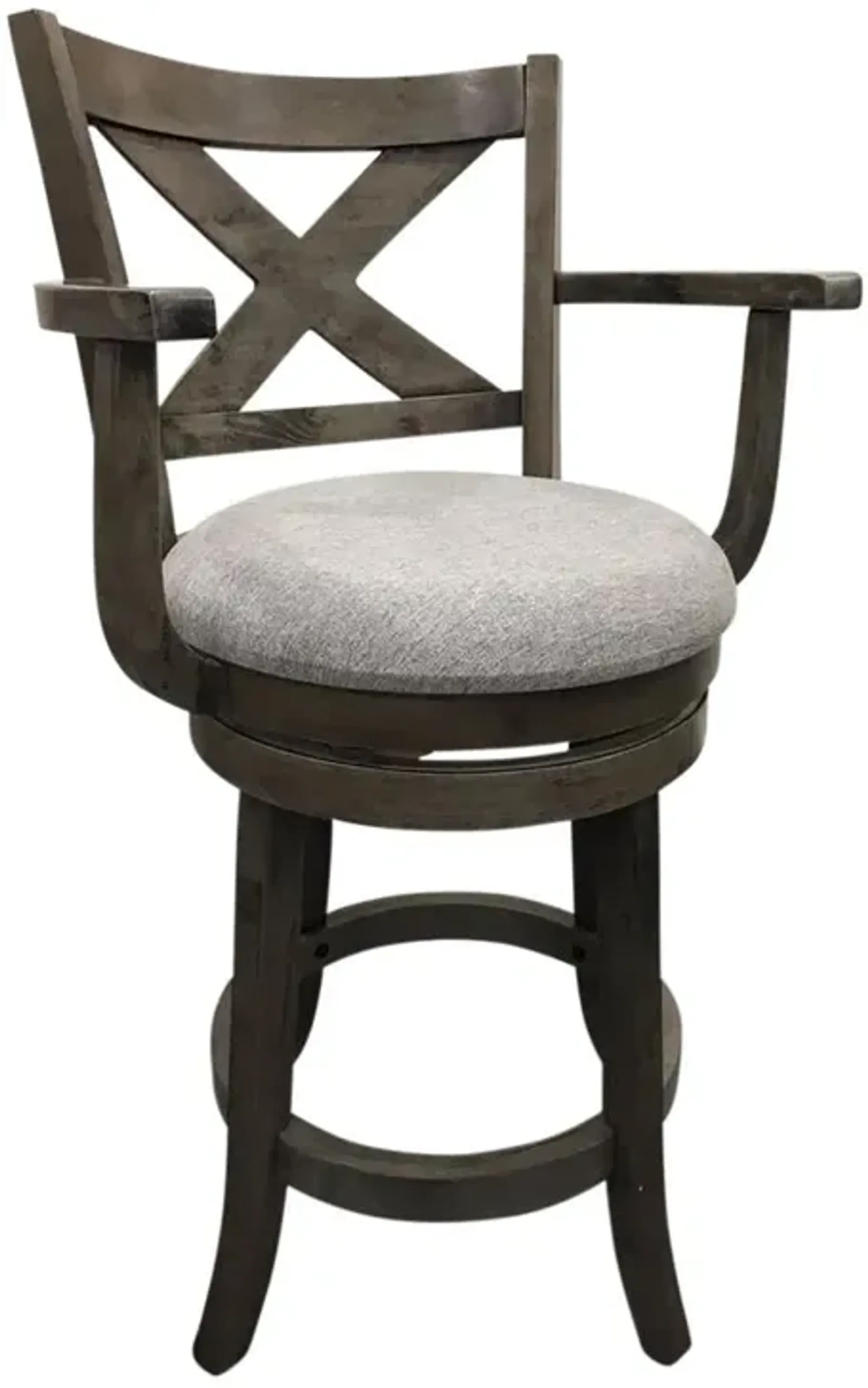 Carolina Living Essex Deluxe Swivel Barstool - Set of 2 - Gotham Grey - Grey Upholstery