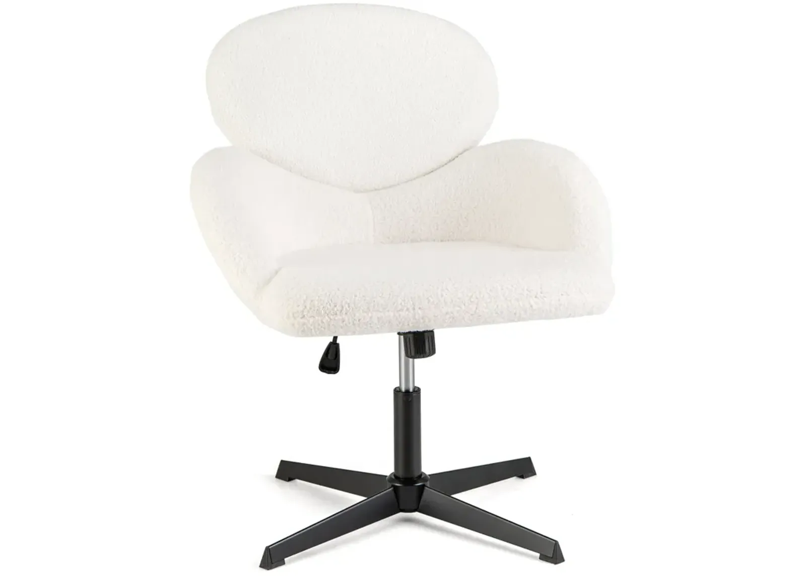 Swivel Cross Legged Chair with Adjustable Height and Rocking Function-White