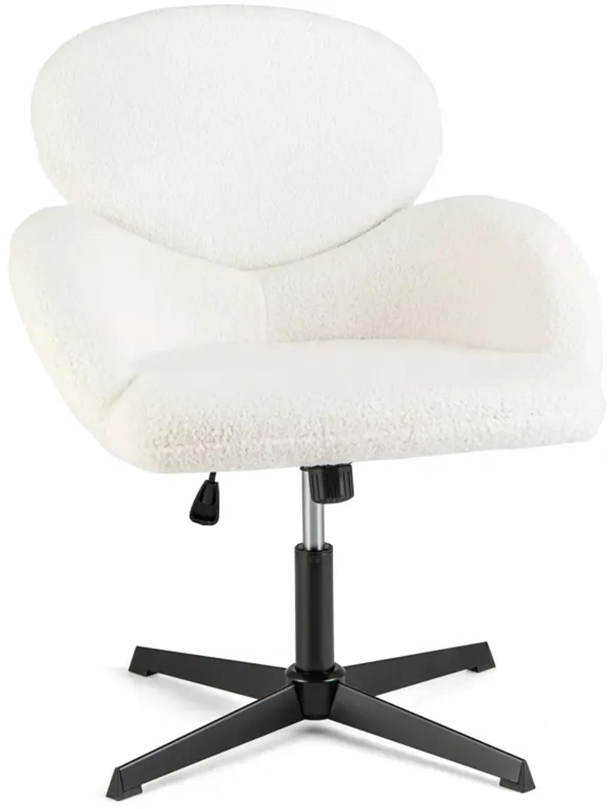 Swivel Cross Legged Chair with Adjustable Height and Rocking Function-White