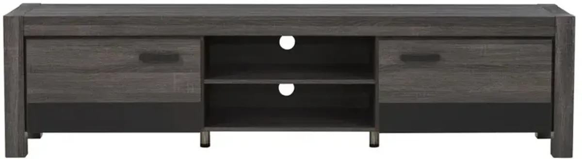 CorLiving Distressed Carbon Grey with Black Duotone Chunky TV Bench for TVs up to 90