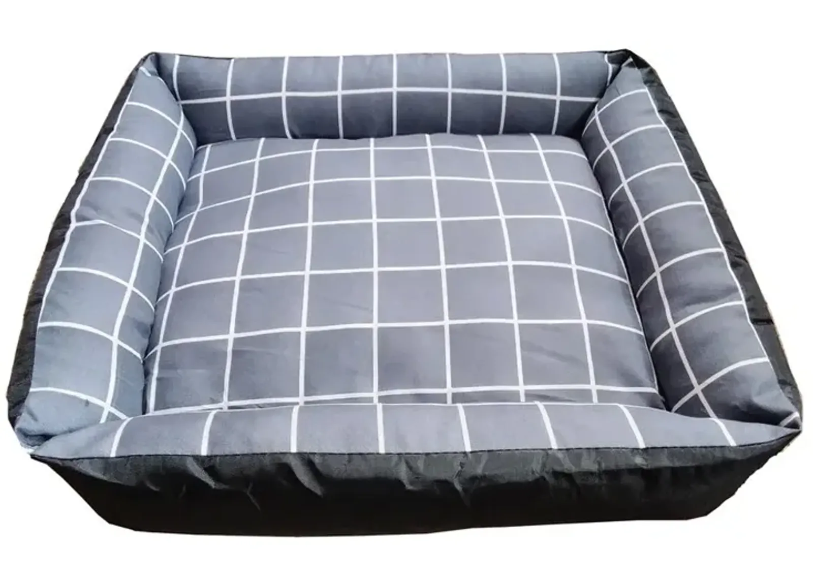 Grey Checker Dog Bed S