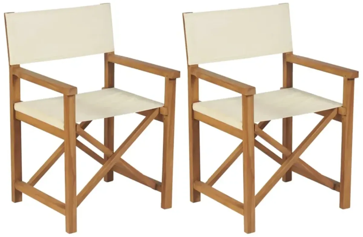 vidaXL Folding Director's Chairs 2 pcs Solid Teak Wood