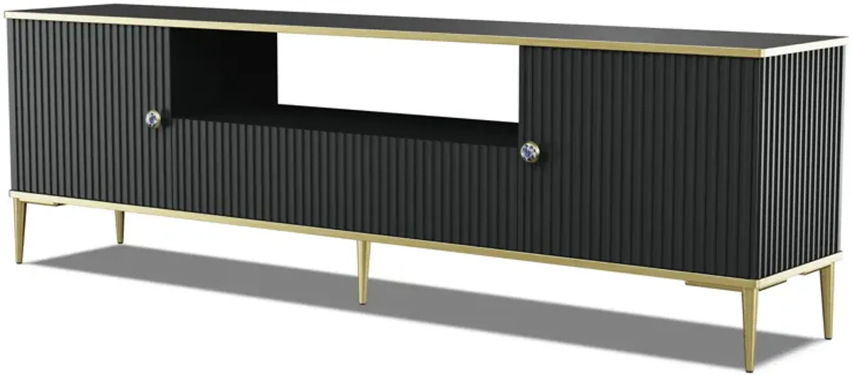 TV Stand PETRA 70.87 in 2D1SZ - Cashmere - Gold Legs