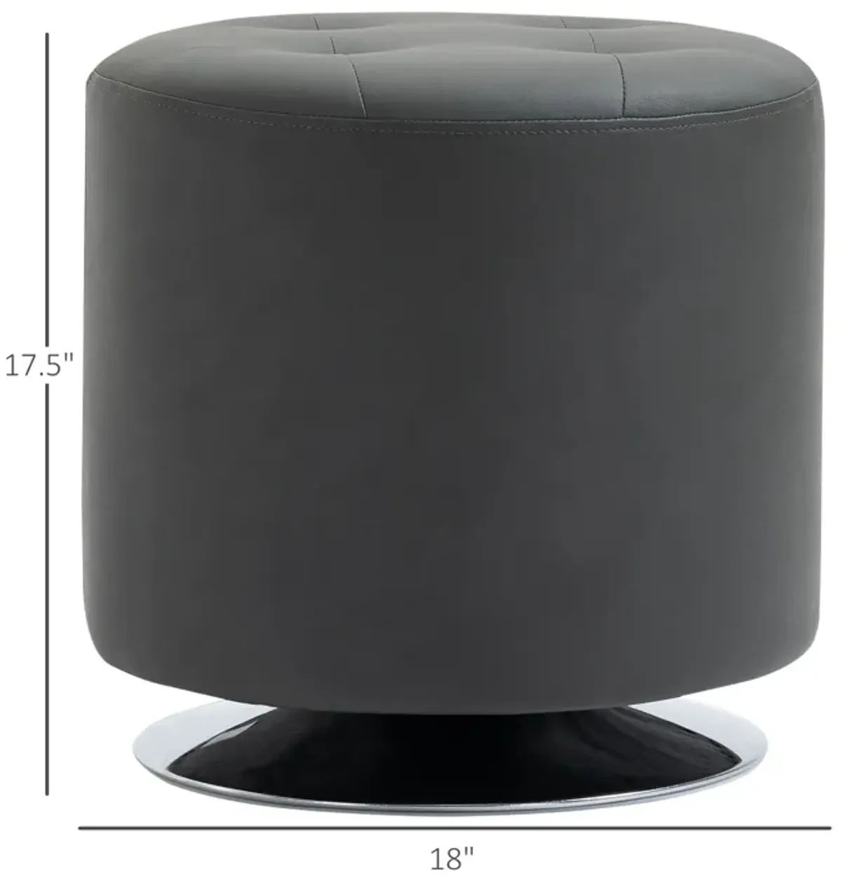 Grey Padded Seat: Swivel Ottoman Foot Stool with PU Leather