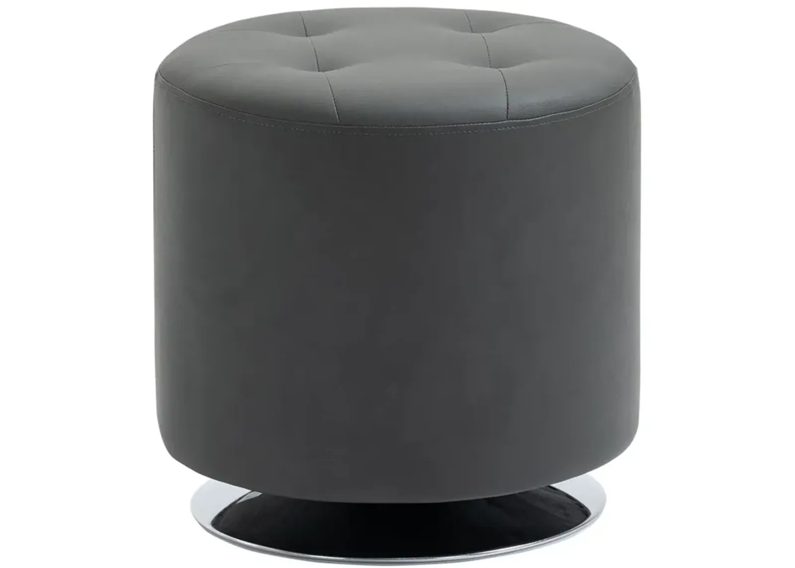 Grey Padded Seat: Swivel Ottoman Foot Stool with PU Leather