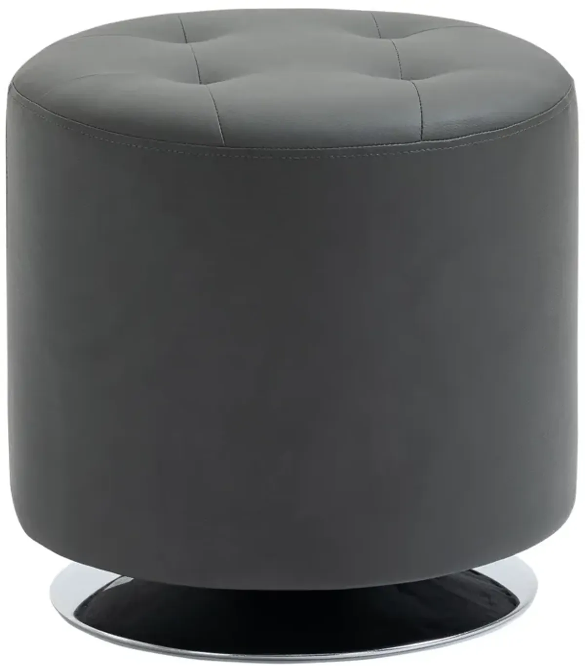 Grey Padded Seat: Swivel Ottoman Foot Stool with PU Leather