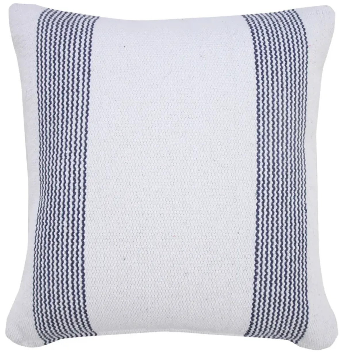 20" Blue and White Pinstripe Bordered Square Throw Pillow