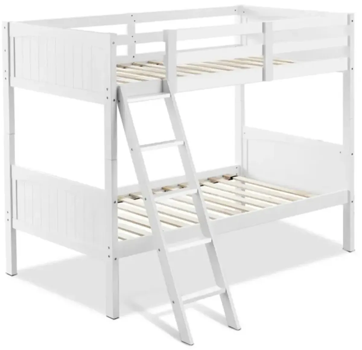 Hivvago Wooden Twin Over Twin Bunk Beds with Ladder and Safety Rail