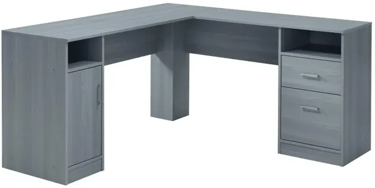 Techni Mobili Functional L-Shape Desk with Storage, Grey