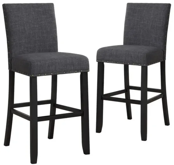 New Classic Furniture Furniture Crispin Solid Wood 29 Barstool - Granite Gray (Set of 2)