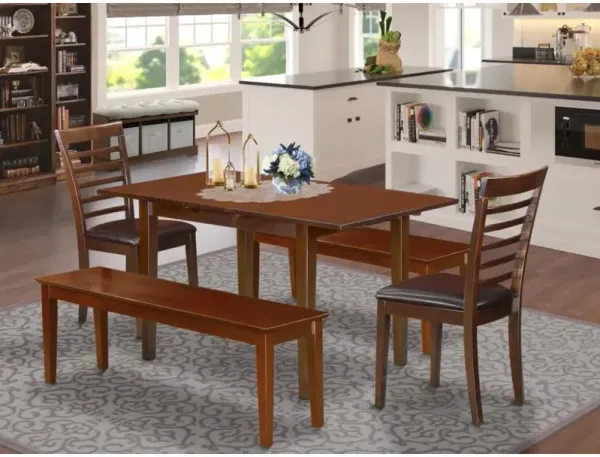 5 Pc Kitchen nook Dining set - Table plus 2 Dining Table Chairs and 2 Benches