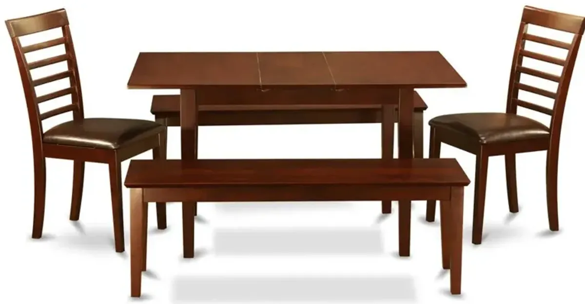 5 Pc Kitchen nook Dining set - Table plus 2 Dining Table Chairs and 2 Benches