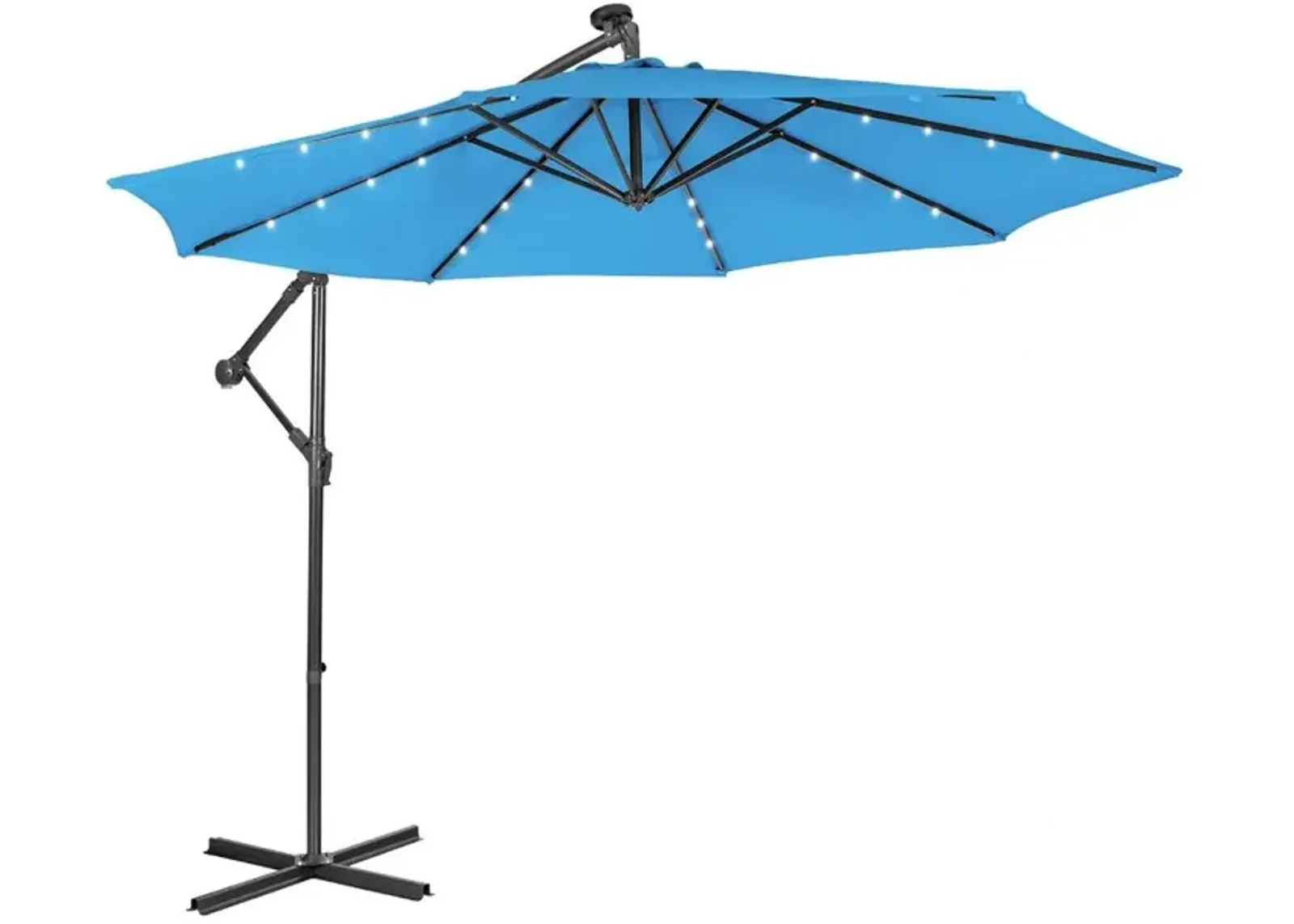 10 Feet Patio Solar Powered Cantilever Umbrella with Tilting System