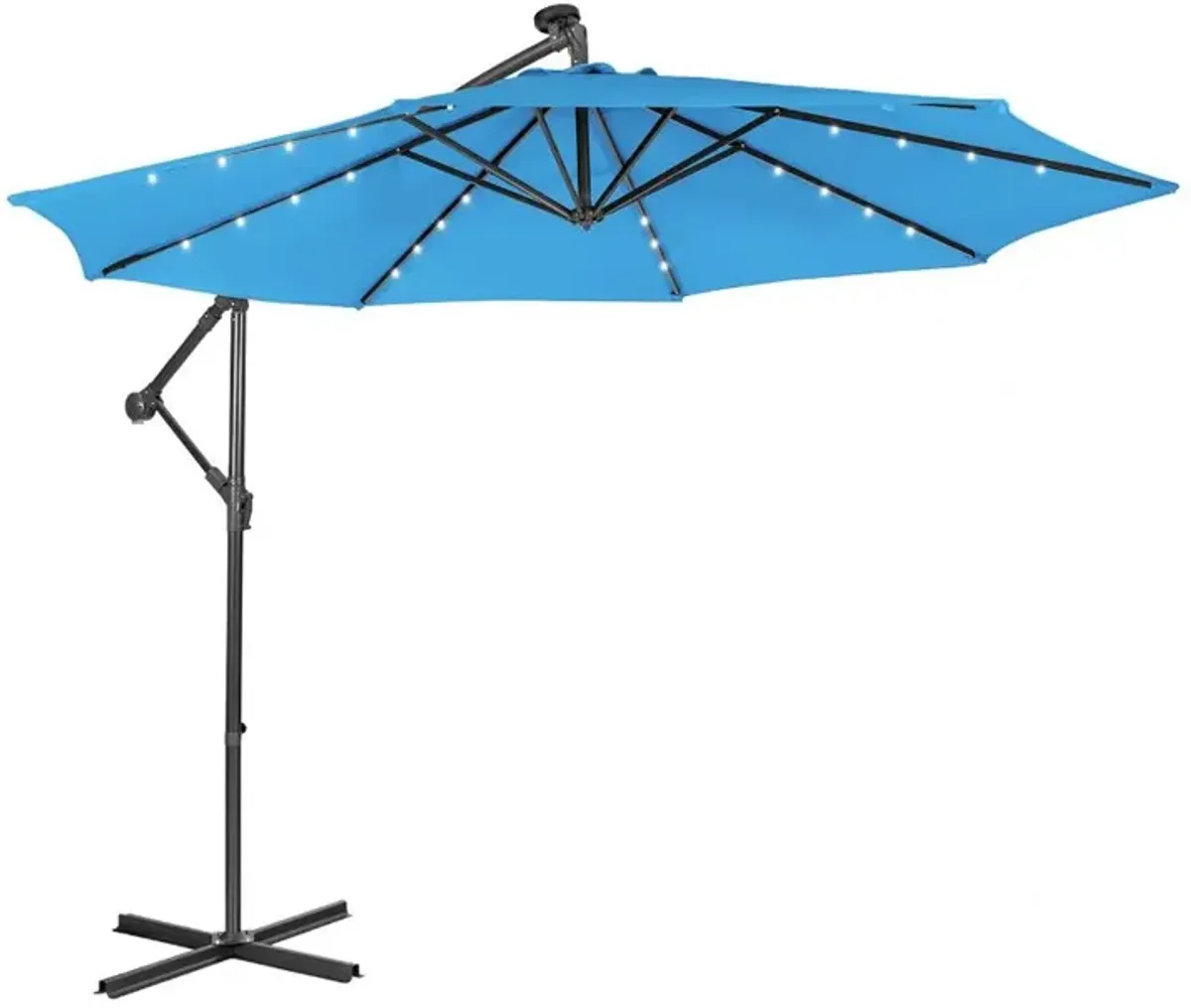 10 Feet Patio Solar Powered Cantilever Umbrella with Tilting System