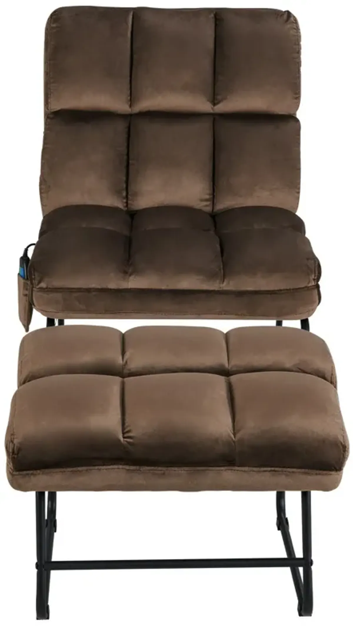 Velvet Massage Recliners with Ottoman Remote Control and Side Pocket