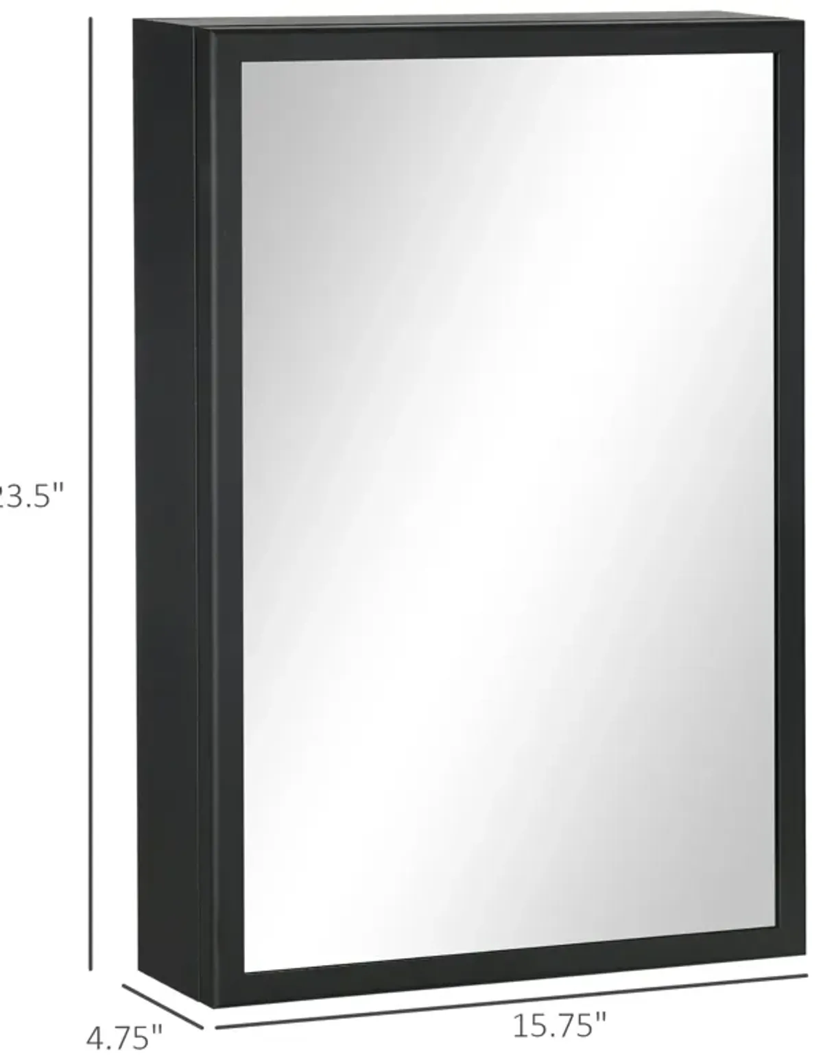 Black Bathroom Storage: Compact Wall-Mounted Medicine Cabinet with Mirror