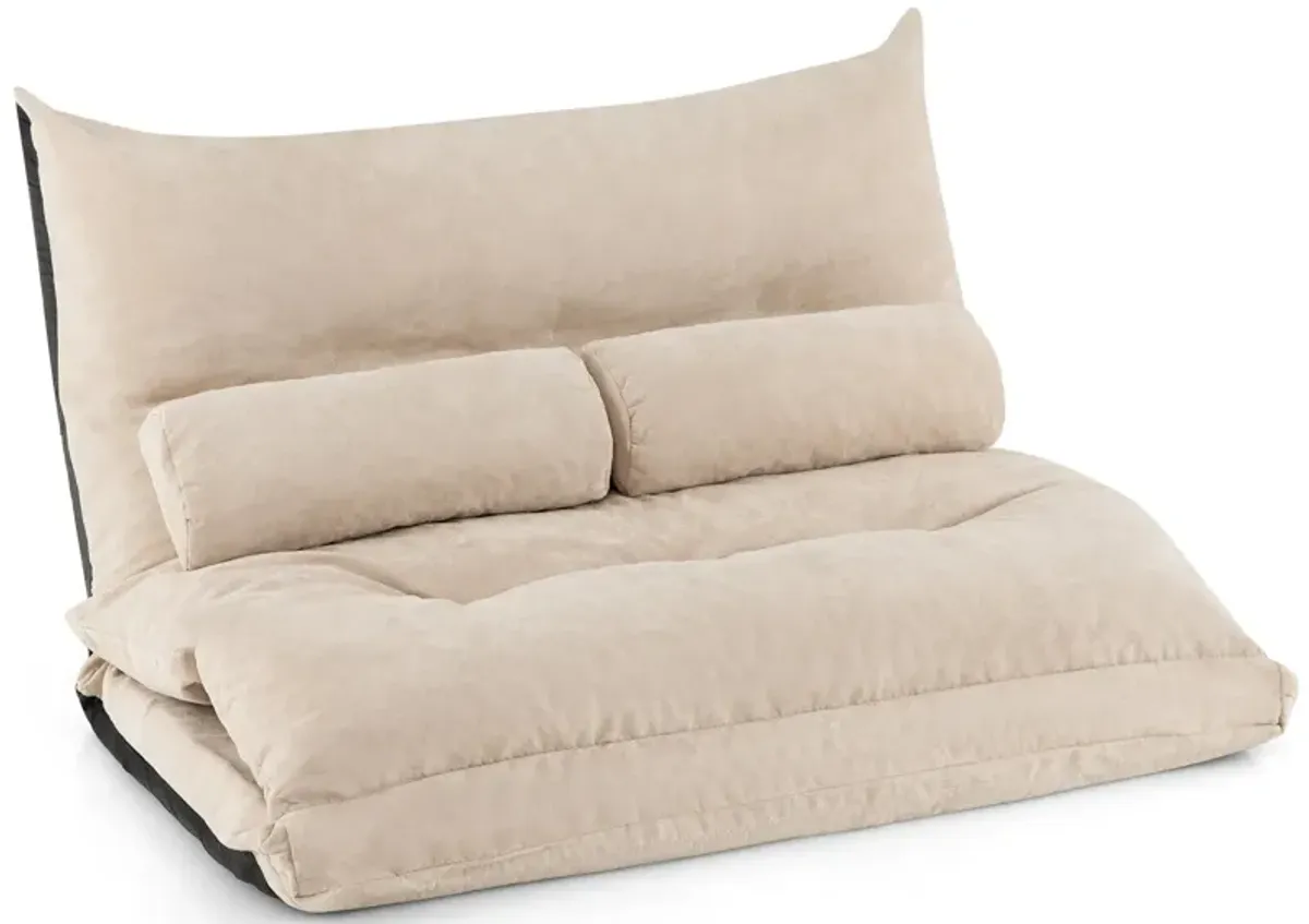 Adjustable Floor Sofa Bed with 2 Lumbar Pillows