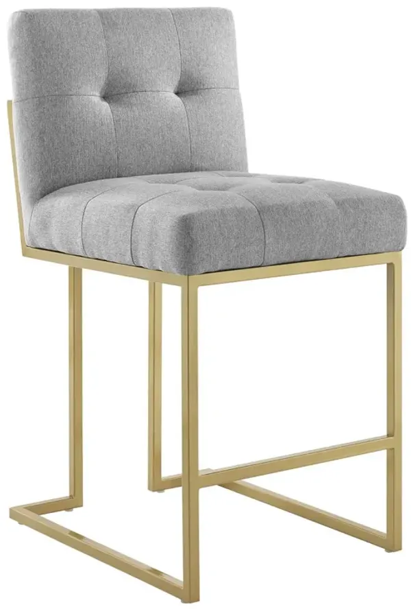Privy Gold Stainless Steel Upholstered Fabric Counter Stool