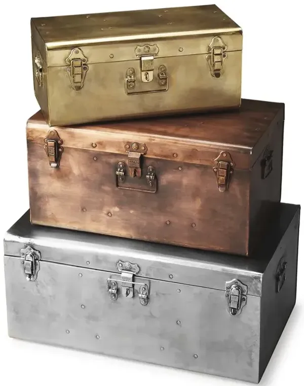 Butler Specialty Spirit Iron Storage Trunk Set, Assorted