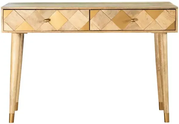 Liv 44 Inch Rectangular Storage Console Table, Tapered Legs, Natural Brown-Benzara