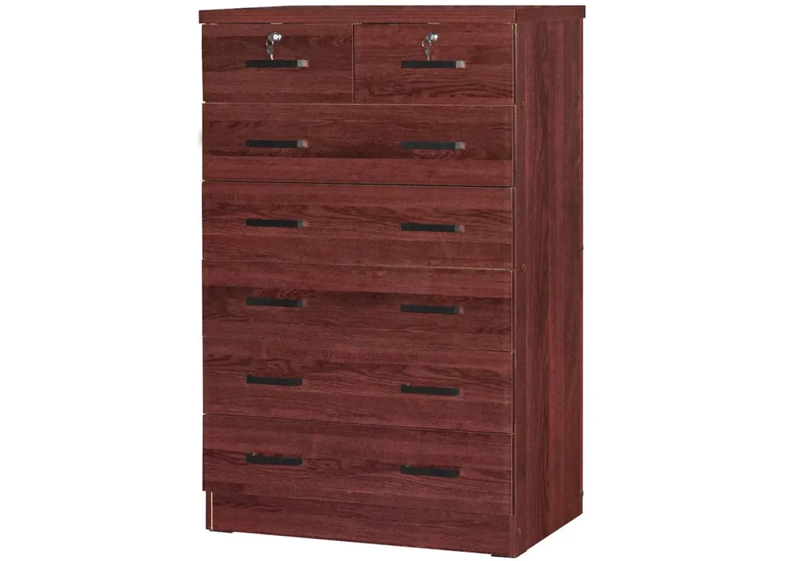 7 Drawer Chest Wooden Dresser with Lock (Mahogany)