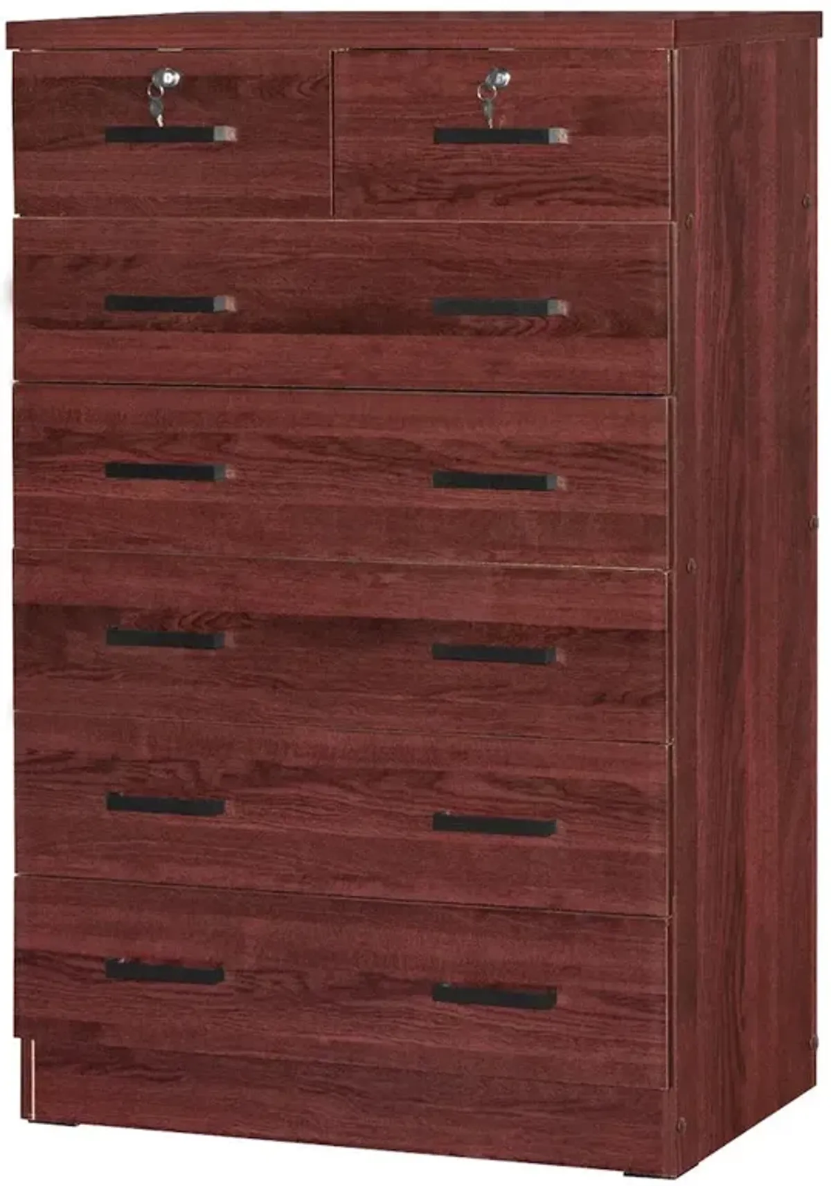 7 Drawer Chest Wooden Dresser with Lock (Mahogany)