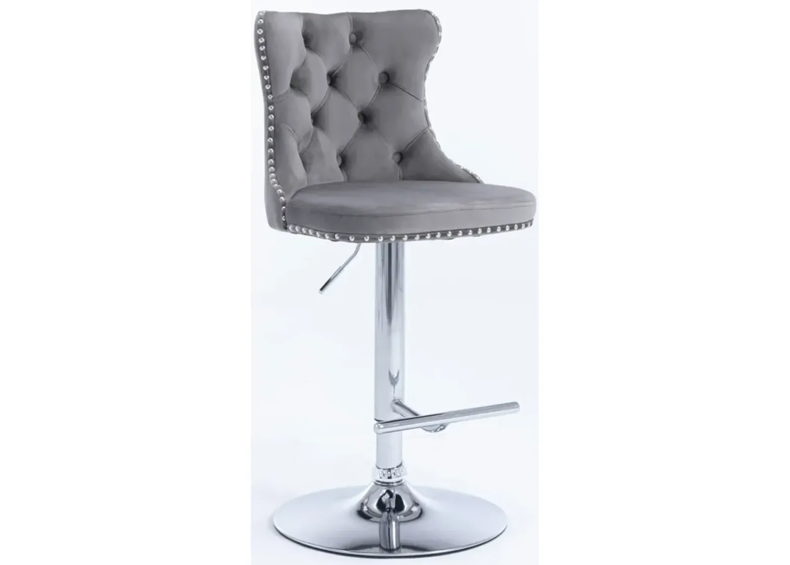 Gray Swivel Velvet Bar Stools (Set of 2)