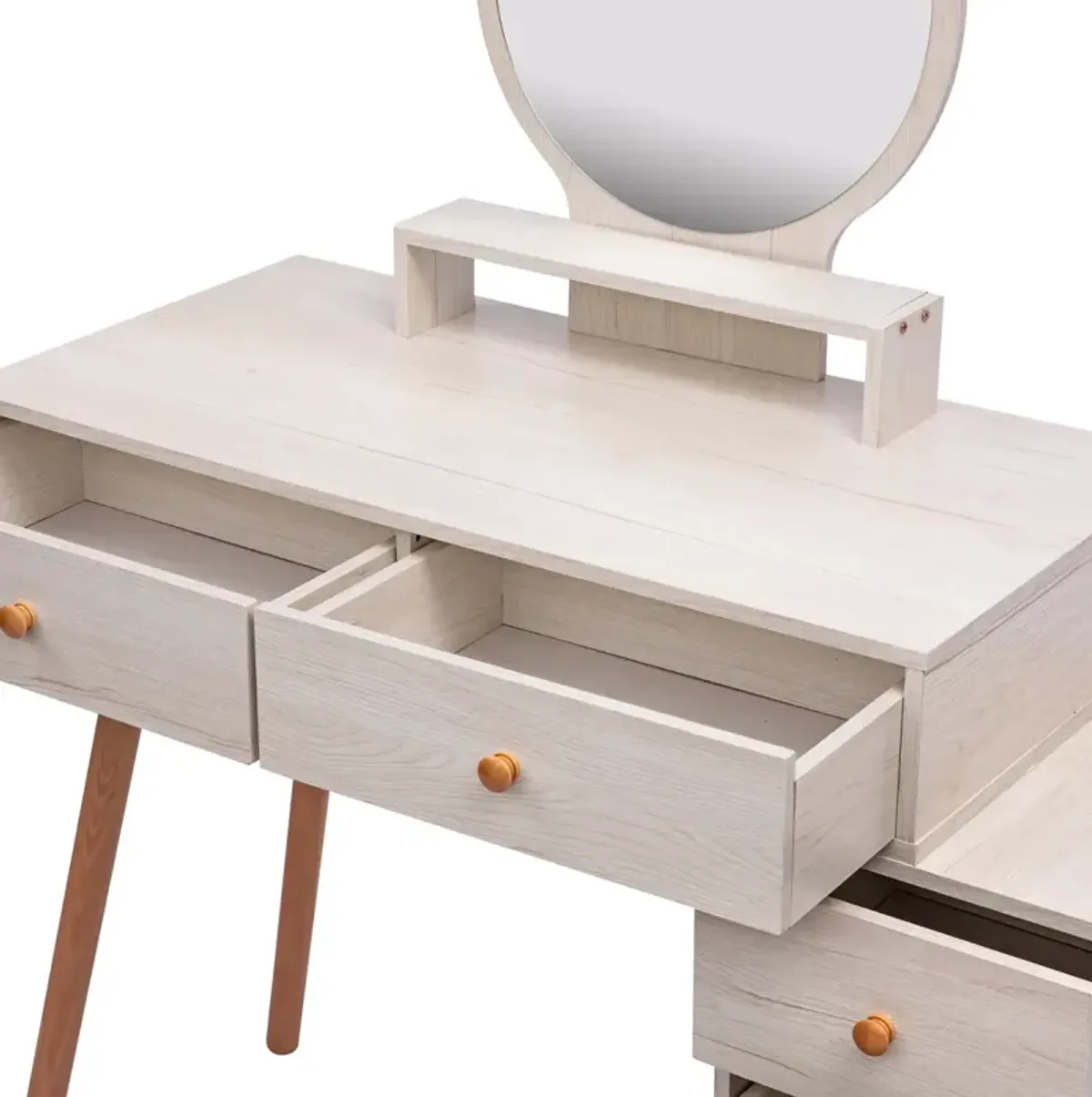 Adjustable Makeup Vanity Table with Stool & Storage