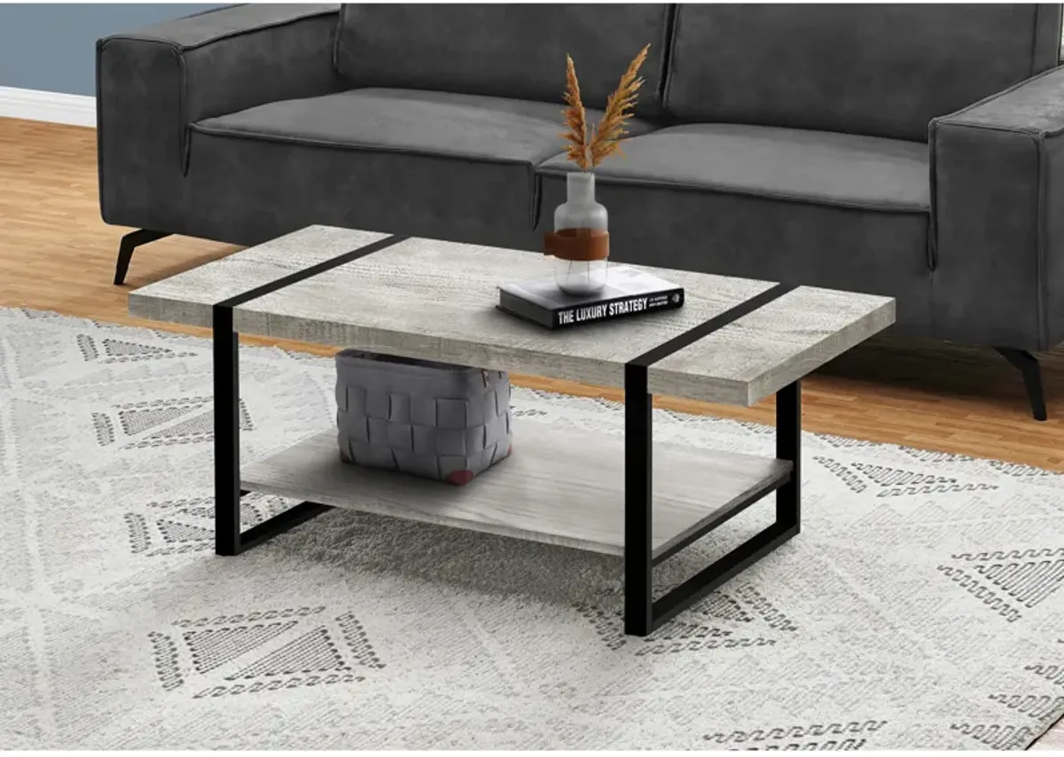 Monarch Specialties I 2855 Coffee Table, Accent, Cocktail, Rectangular, Living Room, 48"L, Metal, Laminate, Grey, Black, Contemporary, Modern