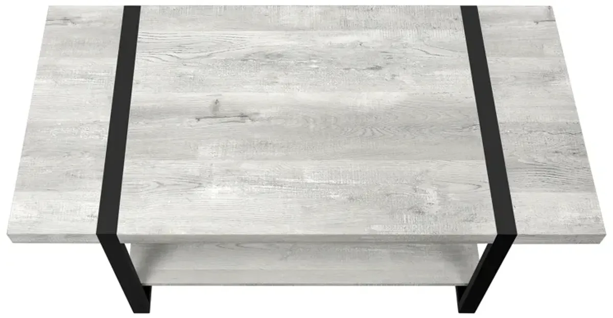 Monarch Specialties I 2855 Coffee Table, Accent, Cocktail, Rectangular, Living Room, 48"L, Metal, Laminate, Grey, Black, Contemporary, Modern